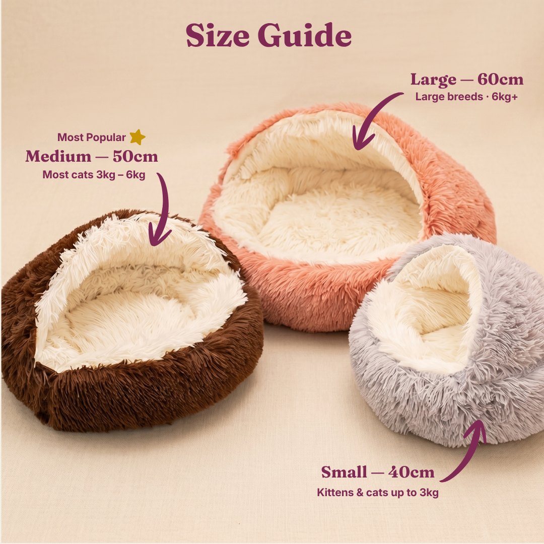 The Sanctuary - Hooded Plush Cat Cave Bed
