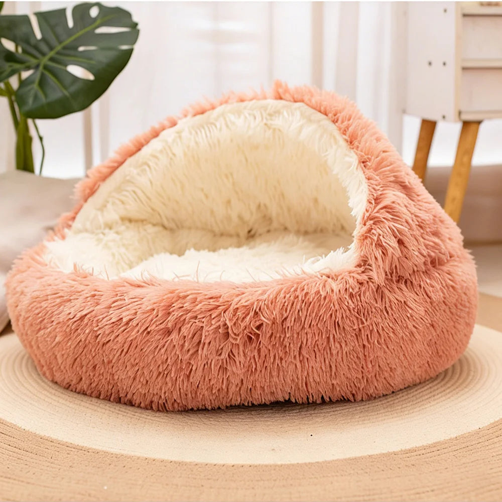 The Sanctuary - Hooded Plush Cat Cave Bed