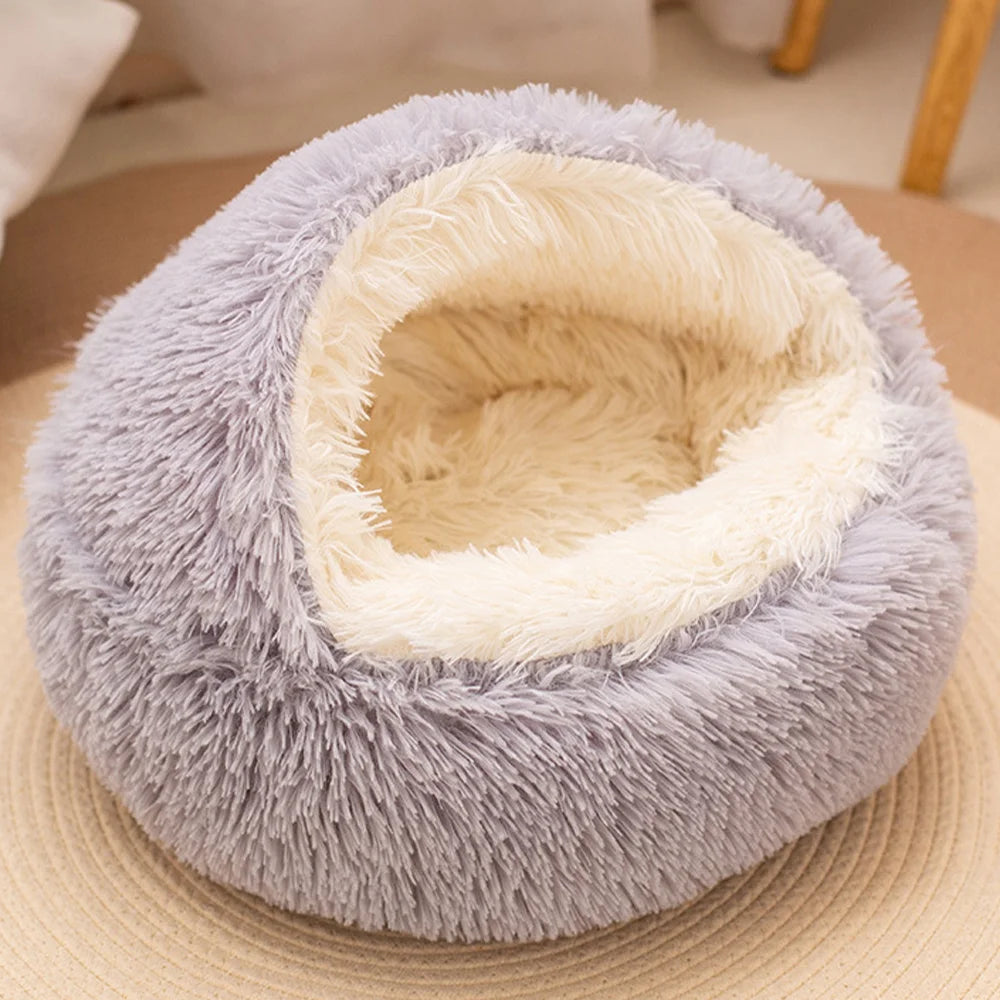 The Sanctuary - Hooded Plush Cat Cave Bed